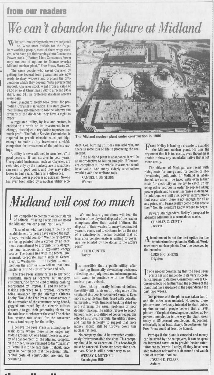 Midland Nuclear Power Plant (Cancelled) - April 1984 - Opposing Views (newer photo)
